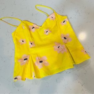 Zara yellow and pink floral spaghetti strap top